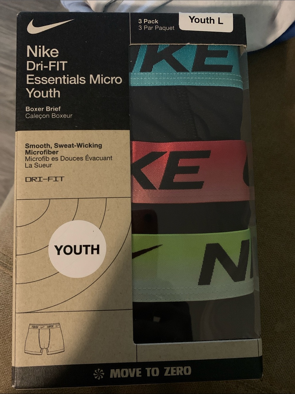 Nike Youth Dri-FIT Micro Boxer Briefs - Teal, Coral, Lime (3-Pack)